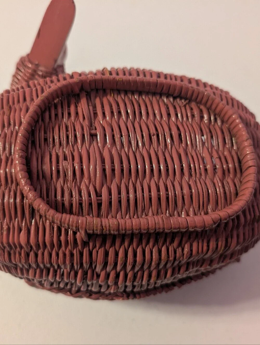 Pink Vintage Wicker Rattan Woven Duck/Goose/Swan Basket Cottagecore Grannycore